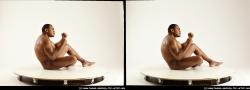 Nude Man Black Sitting poses - simple Average Short Black Sitting poses - ALL 3D Stereoscopic poses Realistic
